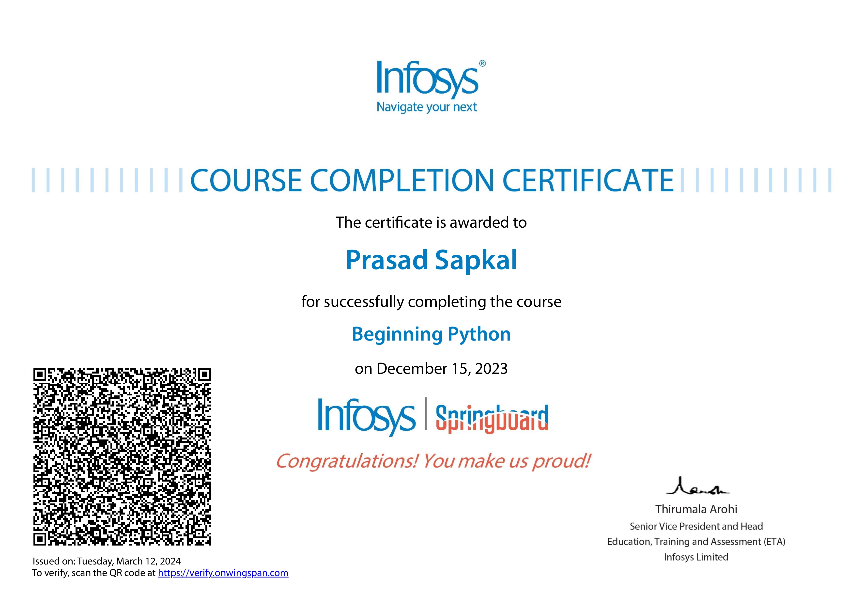 Beginning Python Certificate